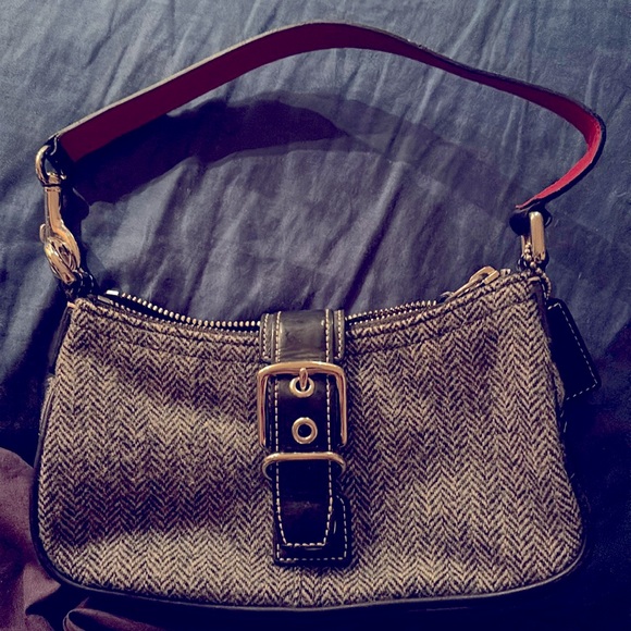 Vintage Coach Leather and Wool mini handbag (LIKE NEW) - Picture 1 of 4